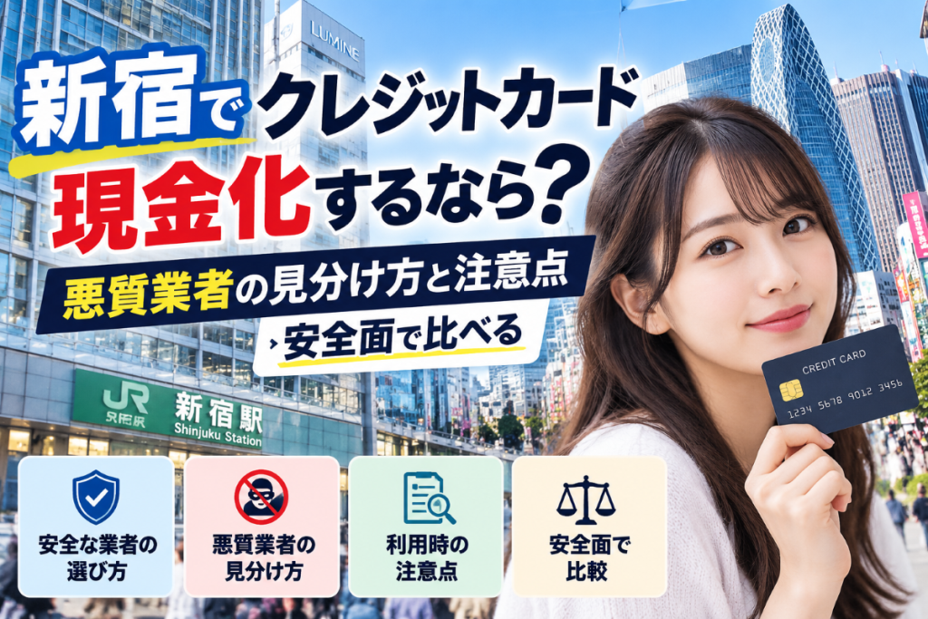 新宿でクレジットカード現金化するなら？悪質業者の見分け方と注意点、安全面で比べる